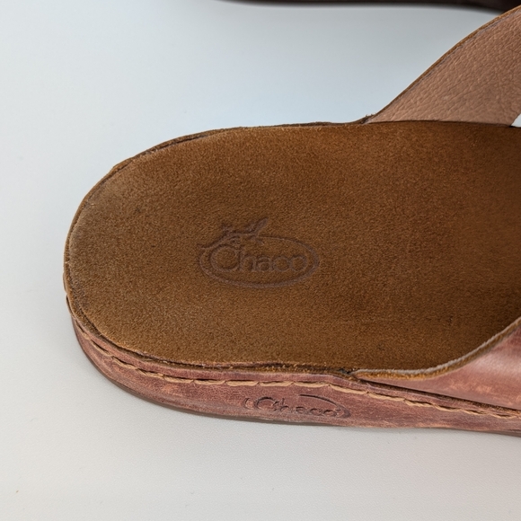 Chaco Wayfarer Slide Leather Cross-Strap Sandal | Size 9 | Toffee Brown Summer - Picture 8 of 17